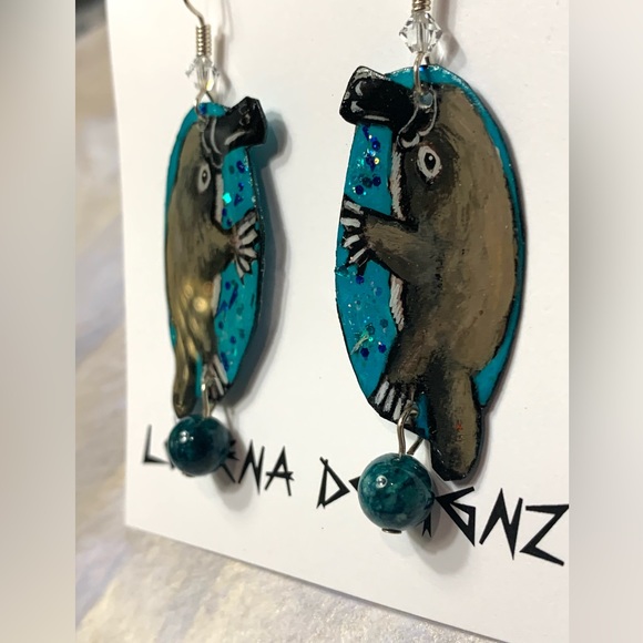 COPY - Handpainted, platypus, earrings one-of-a-kind Australia animals wildlife… - Picture 3 of 3
